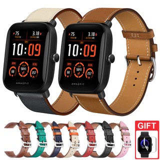 สายนาฬิกาข้อมือหนัง แบบเปลี่ยน สําหรับ Huami Amazfit Bip U Pro GTS 3 Bip S Lite GTS 2 Mini GTR 42mm