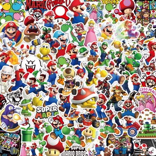 สติกเกอร์ PVC ลายการ์ตูน Super Mario Brothers น่ารัก กันน้ํา (2) 100 ชิ้น