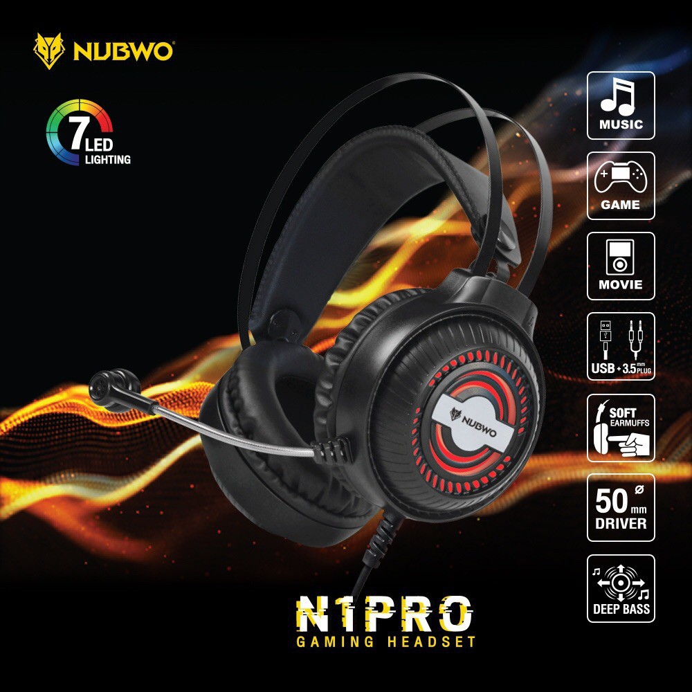 ภาพสินค้าหูฟังเกมมิ่ง Nubwo N1 PRO Gaming Headset หูฟังคอม หูฟัง Stereo ประกันศูนย์ 1 ปี จากร้าน huskshop บน Shopee ภาพที่ 8