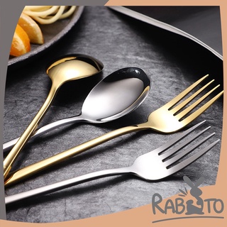 RABITO 【ถูกที่สุด】 ช้อน-ส้อมแสตนเลตสไตล์เกาหลี เกรดดี สีเงิน สีทอง 1Z9