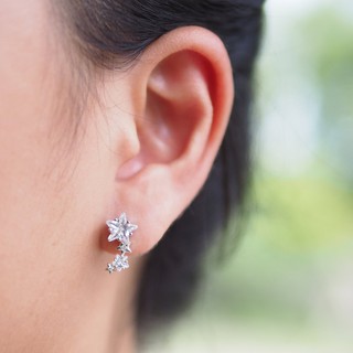 ต่างหูเงินแท้ 92.5% ต่างหูเพชรรูปดาว CZ Star earrings