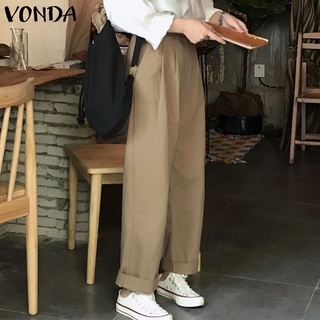 ภาพหน้าปกสินค้าVonda กางเกงขายาว ลําลอง เอวสูง ทรงตรง สีพื้น สไตล์เกาหลี สําหรับสตรี ที่เกี่ยวข้อง