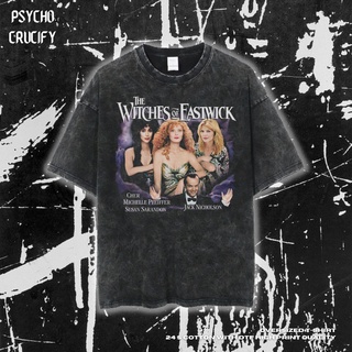 เสื้อยืด ขนาดใหญ่ พิมพ์ลาย Psycho Crucify The Witches of Eastwick | หินล้างทําความสะอาด | เสื้อยืด พิมพ์ลาย The Witches