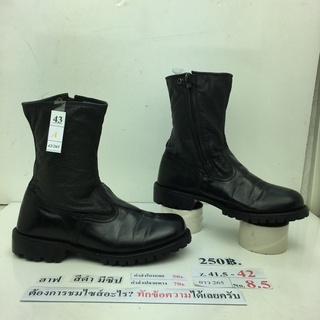 รองเท้าฮาฟ มีซิปข้าง Half boots with side zip หนังสีดำ มือสอง นำเข้า เกาหลี