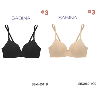 Sabina ซาบีน่า เสื้อชั้นใน Invisible Wire รหัส SBXH6011(ไม่มีโครง) Seamless Fit รุ่น Soft Doomm สีดำ และเนื้อเข้ม