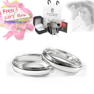 Finejewelthai แหวนคู่-แหวนเกลี้ยง-แหวนเงินแท้-แหวนหมั้น-แหวนแต่งงาน-Couple-Silver-Ring - Gift_set87