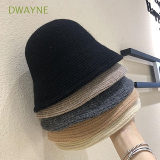Dwayne หมวกบักเก็ต ผ้าวูลถัก แบบหนา ให้ความอบอุ่น สไตล์เกาหลี สําหรับผู้หญิง