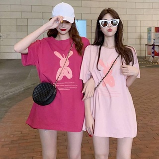 Triple A Oversized shirt women Cartoon print T-shirt short sleeves Pink Girlfriends Mid-length Loose Top