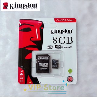 สินค้า 🔥VIPSale Kingston Memory Card Class10 Micro SDHC 8GB คิงส์ตัน เมมโมรี่การ์ด SD Card 8GB  ใช้กับกล้อง โทรศัพท์ อื่นๆ