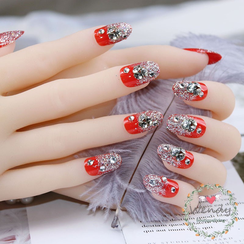 wendy-เล็บปลอมสีแดงกลิตเตอร์-3-d-สําหรับตกแต่งเล็บ