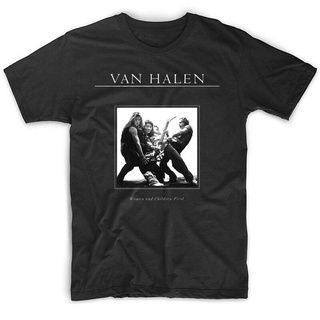 เสื้อยืด พิมพ์ลายอัลบั้ม Van Halen และอัลบั้มแรก แบบเข้ารูป สีดํา สําหรับเด็ก