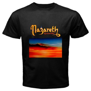 เสื้อยืดผ้าฝ้ายพิมพ์ลายขายดี เสื้อยืด พิมพ์ลาย Nazareth Greatest Hits สีดํา สไตล์คลาสสิก สําหรับผู้ชาย