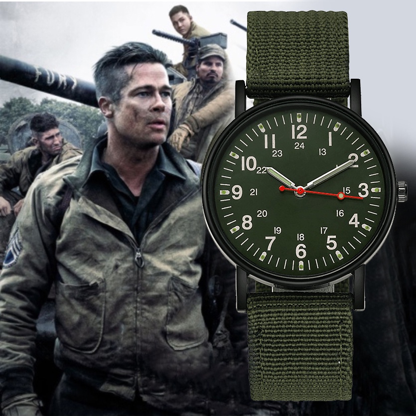 ภาพหน้าปกสินค้านาฬิกาข้อมือควอตซ์ สายผ้าแคนวาส สไตล์ทหาร สําหรับผู้ชาย