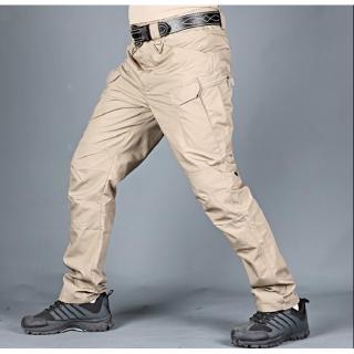 At กางเกงยุทธวิธี พลัสไซซ์ S-6XL กางเกงขายาว หลายกระเป๋า กันน้ํา ซับเหงื่อ เทรนนิ่ง ทํางาน กางเกงทหาร ผู้ชาย กลางแจ้ง