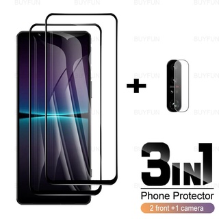 3in1 Black Edge Glass Film For Sony Xperia 1 10 IV 10IV Safety Protective Tempered Glass For Sony Xperia 1 IV 6.5inch XQCT62-B