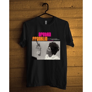 เสื้อยืดวงดนตรีผ้าฝ้ายแท้ คอลูกเรือAretha Franklin The Queen Of Soul Mens T-Shirt เสื้อยืด แขนสั้นพิมพ์ลาย TEES,4XLall s