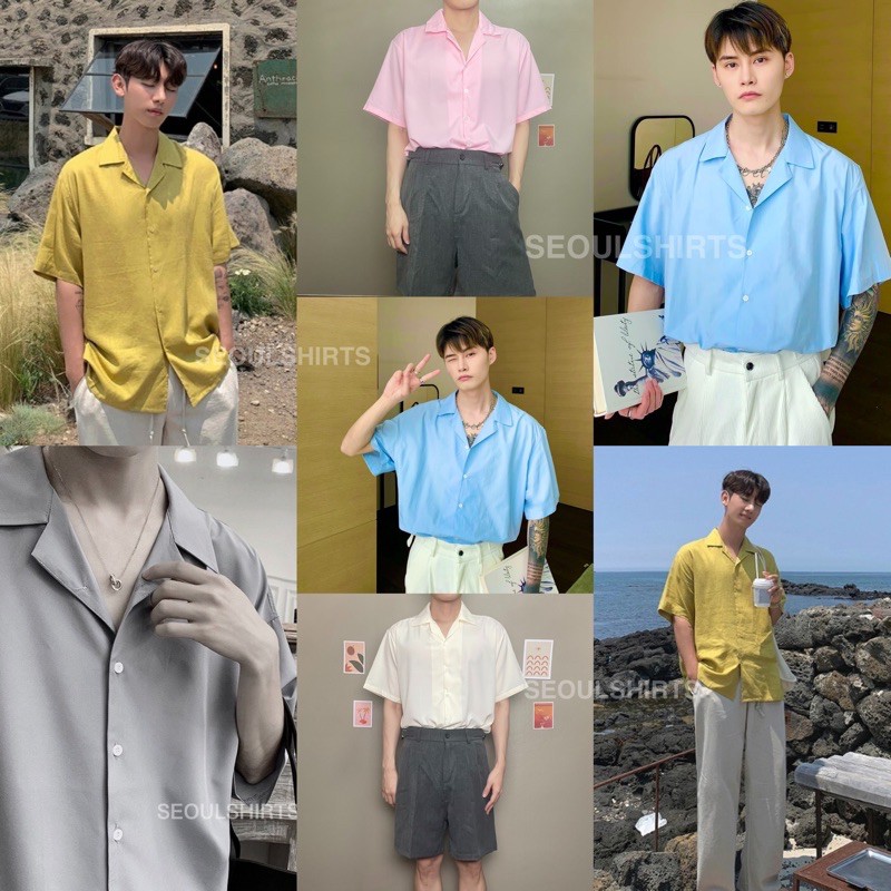 ภาพหน้าปกสินค้าS1: ราคาส่ง 22 สี เสื้อเชิ้ตเกาหลี แขนสั้น สีพื้น มีไซซ์ M L XL XXL ชาย/หญิงใส่ได้ คุณภาพดี ราคาถูก จากร้าน seoulshirts_official บน Shopee