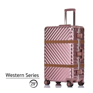 กระเป๋าเดินทาง ล้อลาก ขนาด 29 นิ้ว โครงอะลูมิเนียม TSA Lock คาดหนัง รุ่น Western