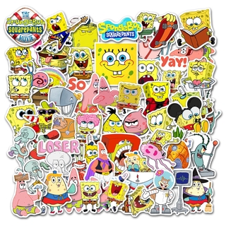 สติกเกอร์ ลายการ์ตูน Spongebob สําหรับตกแต่งกระเป๋าเดินทาง แล็ปท็อป จักรยาน 50 ชิ้น / ชุด