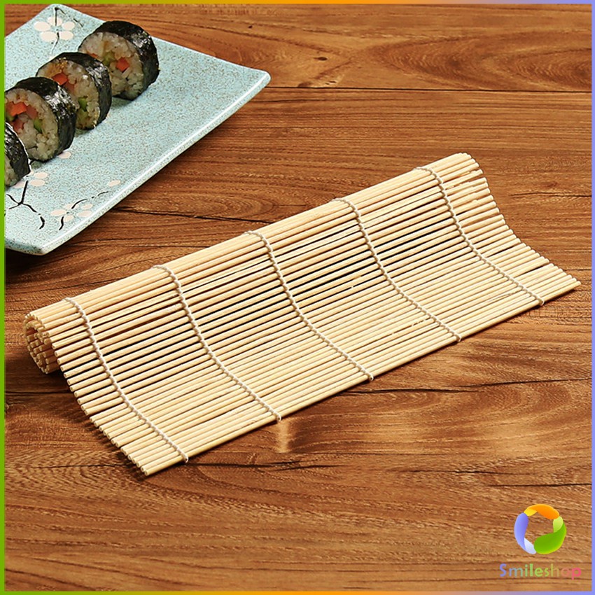 smileshop-เสื่อม้วนซูชิแบบไม้-ที่ม้วนซูชิ-เครื่องมือโอนิกิริ-ทำจากไม้ไผ่-sushi-bamboo-roller