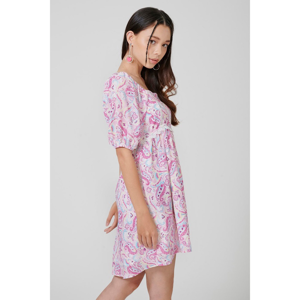 esp-เดรสลายลูกน้ำ-ผู้หญิง-สีชมพู-paisley-print-dress-5482