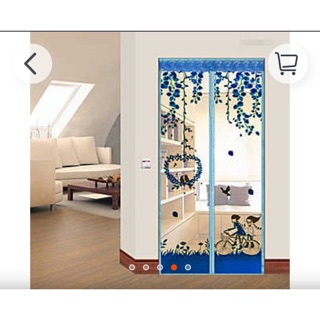 ภาพหน้าปกสินค้าthehouse  ผ้าม่านประตูแม่เหล็กกันยุงเกรดA+ฟรีหมุดกาว ลายรถจักรยานสีฟ้า ขนาด 100 × 210 ซม. ที่เกี่ยวข้อง