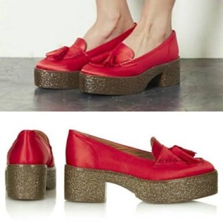 Topshop 50% discount Satin glitter Loafers RED size 39"