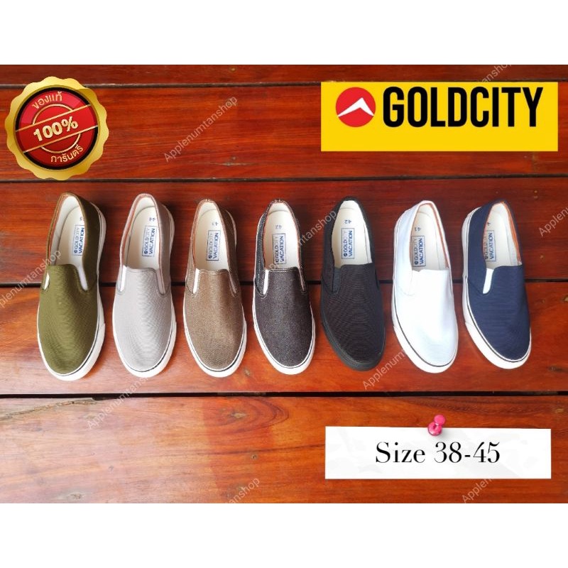 ภาพหน้าปกสินค้าขายส่ง รองเท้าสลิปออน Gold City รองเท้าสลิปออนชาย รองเท้าผ้าใบ size 37-45