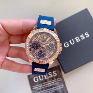 (ผ่อน0%) นาฬิกา GUESS Womens Blue Silicone Glitz Watch U1160L3 หน้าปัด 40 mm สายซิลิโคนสีน้ำเงิน หน้าปัดล้อมคริสตัล