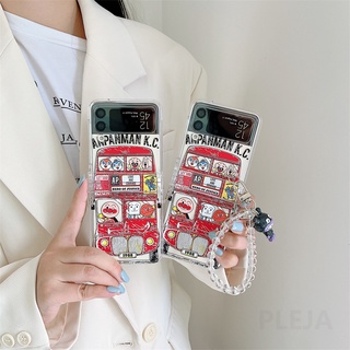 เคสโทรศัพท์มือถือแบบแข็ง ใส พร้อมสายคล้องมือ จี้การ์ตูนน่ารัก สําหรับ Samsung Galaxy Z Flip 3 5G ZFlip3 Flip3