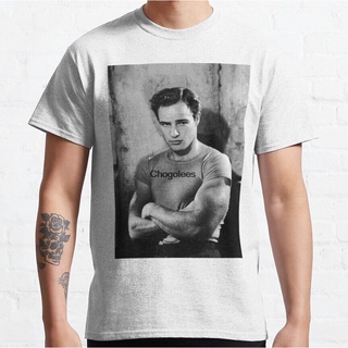 ROUND คอลูกเรือTSHIRTฝ้ายขายดี เสื้อยืด พิมพ์ลาย Marlon Brando EFmafc37IFpanh95 สไตล์คลาสสิก สําหรับผู้ชายs-5xl-4XL