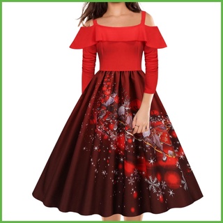 Christmas Ruffle Dress Ladies Vintage Christmas Dresses Red Vintage 50s Off The Shoulder Dress For Women dyrfth dyrfth