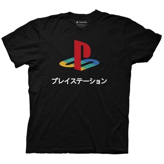 เสื้อยืด พิมพ์ลาย Playstation Kanji สไตล์ฮิปฮอป สีดํา สําหรับผู้ชาย
