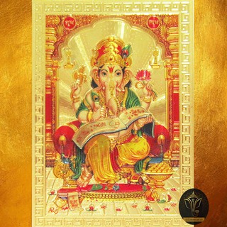 Ananta Ganesh ® รูปพระพิฆเนศ สีทองคำ (เน้นเสริม สติปัญญา การเรียน) อาชีพที่ต้องใช้ไหวพริบ ปางนั่งประทานพร A046 Ag