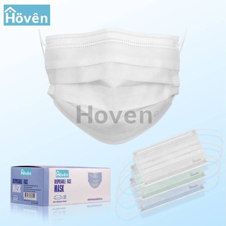 Hoven Mask หน้ากากอนามัยโฮเว่น สีฟ้า 50ชิ้น/กล่อง  แมสก์ แผ่นกรอง3ชั้น