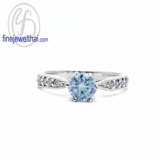 Finejewelthai-แหวนโทพาซ-โทพาซ-แหวนเพชรCZ-แหวนเงินแท้-พลอยประจำเดือนเกิด-Topaz-Silver-Ring-Birthstone-R1291tp