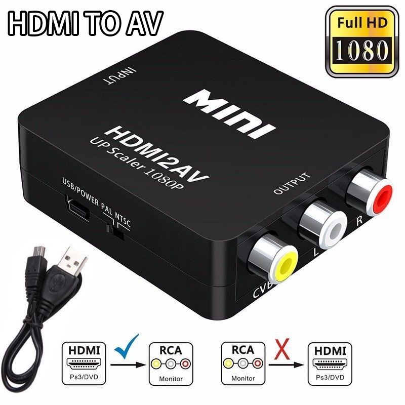 ส่งจากไทย-hdmi-to-av-converter-1080p-แปลงสัญญาณภาพจาก-hdmi-เป็น-av-black-white-ตัวแปลงสัญญาณ-hdmi2av