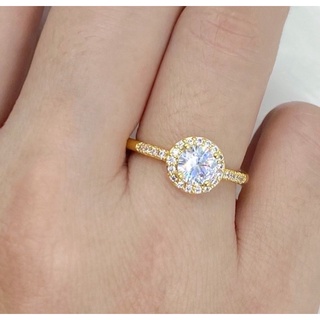 แหวนเพชรcz ขนาด6mm.แหวนฟรีไซส์  แหวนทองชุบ [N306] แหวนเพชร ปรับขนาดได้