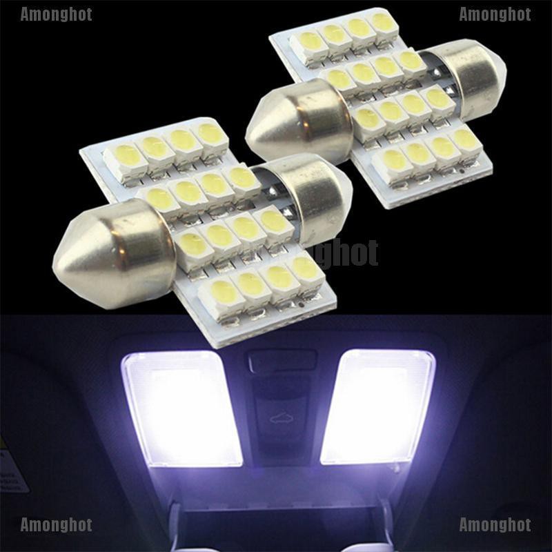 amonghot-2-ชิ้น-31-มม-3528-ไฟ-led-16-ดวง-smd-สีขาว-สําหรับติดตกแต่งรถยนต์