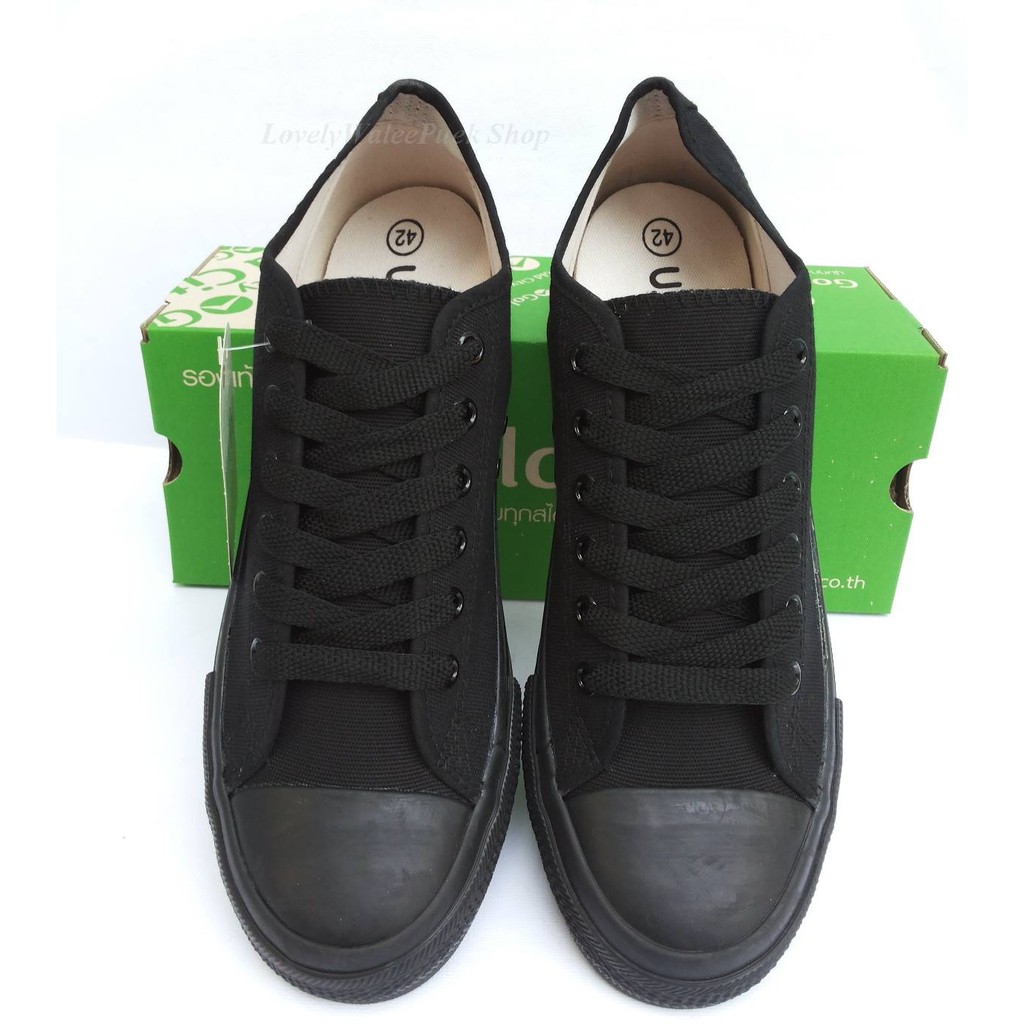 ราคาและรีวิวGold City สีดำดำ (สีดำล้วน) รองเท้าผ้าใบพื้นนุ่มใส่ทนใส่ดีสีไม่ตกSize 35-47
