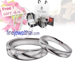 Finejewelthai แหวนแต่งงาน-แหวนคู่-แหวนเพชรแท้-Diamond-Couple-Ring-Silver - Diamond_Gift_Set14