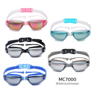 สินค้า พร้อมส่ง แว่นตาว่ายน้ำผู้ใหญ่ฉาบปรอทพร้อมที่อุดหูในตัว รุ่น MC8700