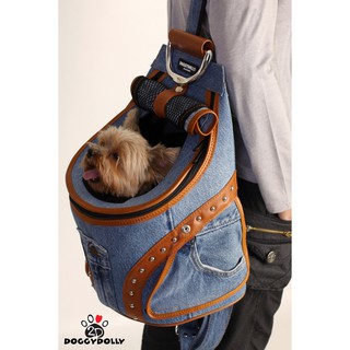 Bag Carrier - Doggydolly กระเป๋าแฟชั่นสำหรับใส่หมาแมว  กระเป๋าเป้ PC204 (Jean color) Big size