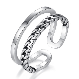 ภาพขนาดย่อสินค้าแหวนเงินแบบเก่าปรับได้ Simple Twist Ancient Silver Ring QTY5