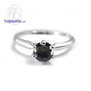 Finejewelthai-แหวนนิล-แหวนเงินแท้-แหวนพลอยแท้-แหวนพลอยประจำราศี-Black-Spinel-Silver-Ring-R1184on (เลือกสีตัวเรือนได้)