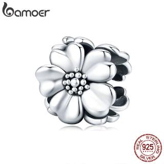 BAMOER Romantic Flower Series 3D Flowers Charm 925 Sterling Silver