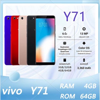 ภาพหน้าปกสินค้ามือถือแท้ VIVO Y71 RAM 4GB ROM 64GB (ประกัน 12 เดือน) แถมอุปกรณ์เสริมที่ออกโดย Thailand Center ที่เกี่ยวข้อง