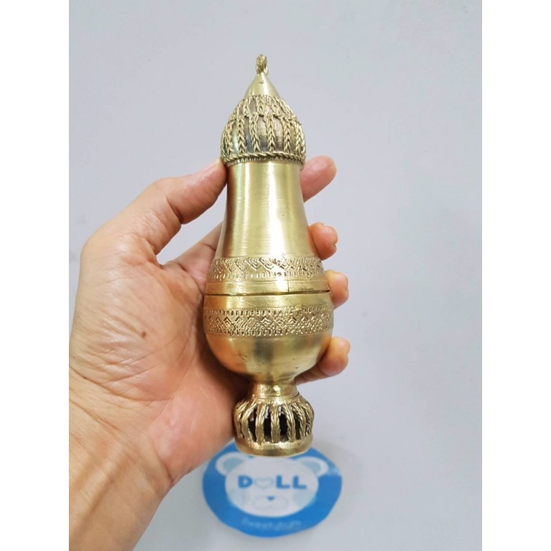 brass-byfa-b1021-เต้าปูน-บอกปูน-เต้าปูนแบบเขมร-ฝีมืvครูช่างบ้านปะอาว-ขนาด-สูง6-6-5นิ้ว-งานแตกต่างกันทุกรอบ