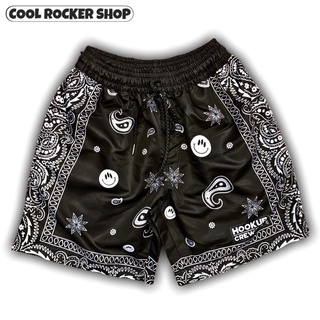 Cool Rocker : กางเกงขาสั้นลายผ้าเช็ดหน้าดำเท่ห์ๆ DARK PAISLEY BANDANA SHORTS (ตรงปก ถ่ายจากสินค้าจริง)