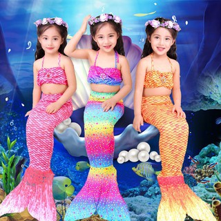 ภาพหน้าปกสินค้าชุดนางเงือก หางนางเงือก ชุดว่ายน้ำนางเงือก ชุดว่ายน้ำเด็ก ชุดว่ายน้ำ 1 set ได้ถึง 3 ใส่สบายผ้านิ่ม สีสันน่ารัก
